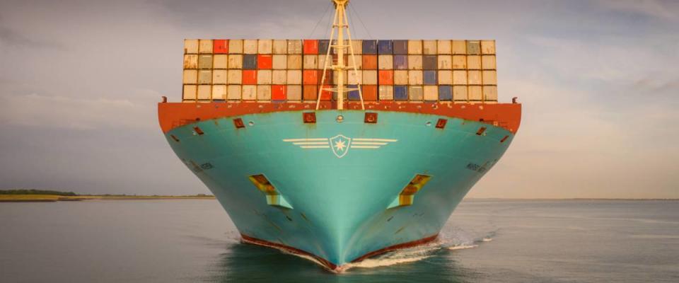 Containership MARIBO MAERSK on the Western Scheldt