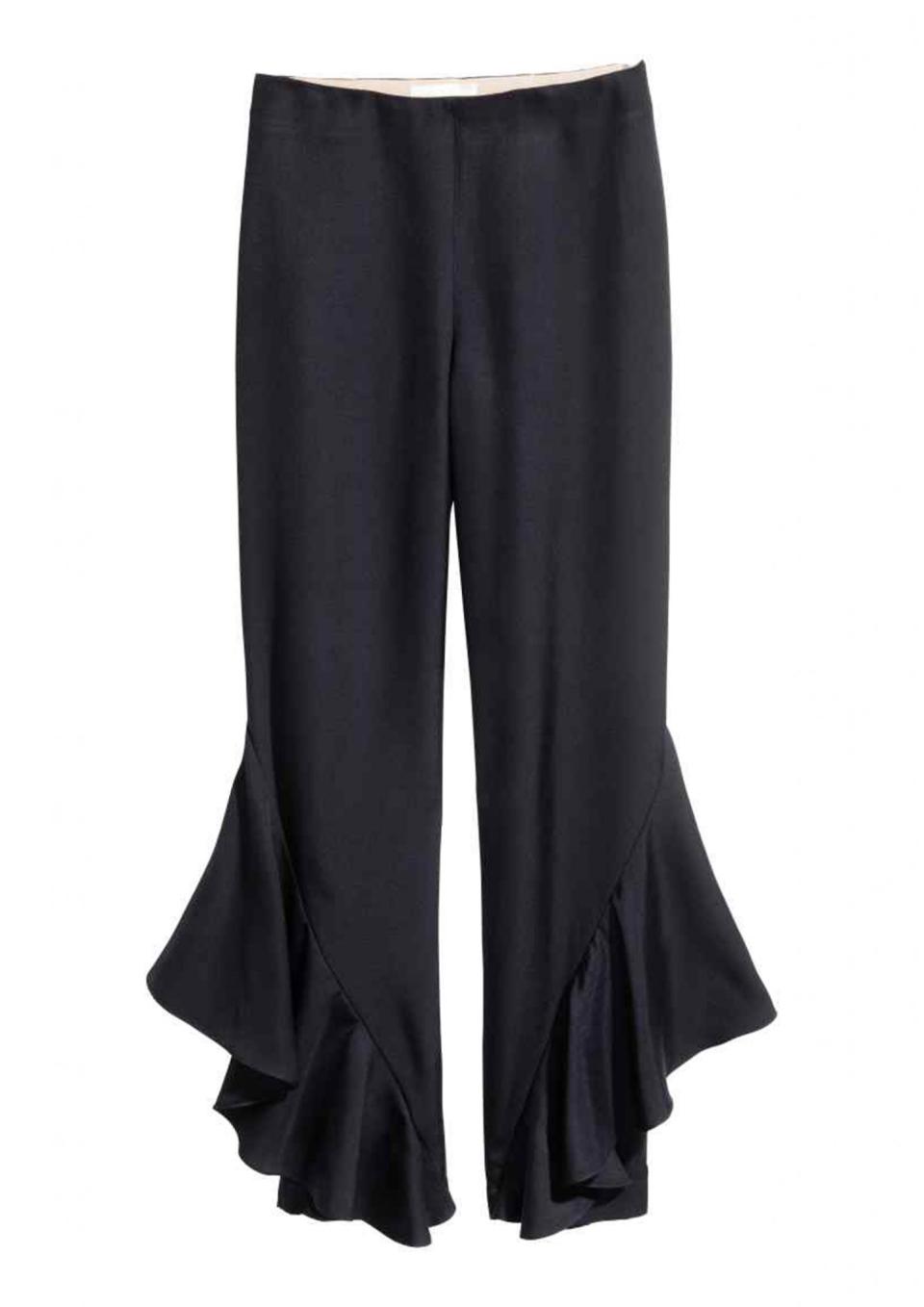 Silk Blend Flounced Trousers