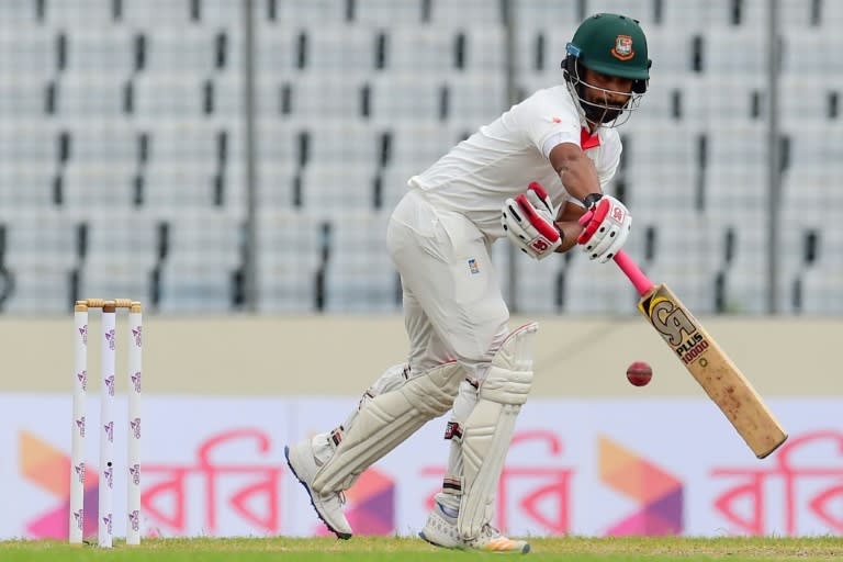 Bangladesh's Tamim Iqbal plays a shot on the third day of their first Test match against Australia, at the Sher-e-Bangla National Cricket Stadium in Dhaka, on August 29, 2017