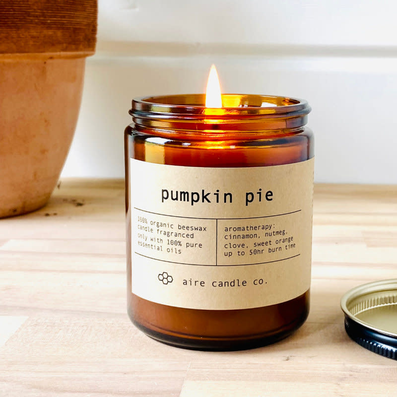 <p><a href="https://go.redirectingat.com?id=74968X1596630&url=https%3A%2F%2Fwww.wayfair.com%2F--%2Fpdp%2Faire-candle-co.--pumpkin-pie-beeswax-candle-0006-l1222-w011188883.html&sref=https%3A%2F%2Fwww.delish.com%2Ffood%2Fg45534151%2Ffood-scented-candles%2F" rel="nofollow noopener" target="_blank" data-ylk="slk:Shop Now;elm:context_link;itc:0;sec:content-canvas" class="link ">Shop Now</a></p><p>Pumpkin Pie Beeswax Candle</p><p>wayfair.com</p><p>$35.99</p><span class="copyright">Wayfair</span>