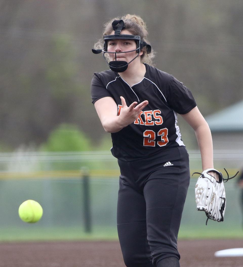 Marlington pitcher Sofia Nase didn't allow a hit to Streetsboro over six innings in their Division II tournament game on Thursday, May 13.