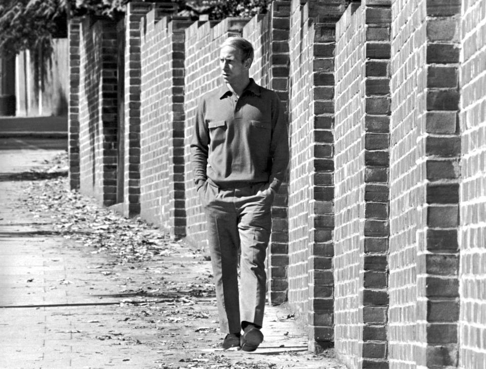 FILE - Bobby Charlton, English Footballer of the Year, photographed in London, July 23, 1966. Bobby Charlton, an English soccer icon who survived a plane crash that decimated a Manchester United team destined for greatness to become the heartbeat of his country's 1966 World Cup-winning team, has died. He was 86. A statement from Charlton's family, released by United, said he died Saturday Oct. 21, 2023 surrounded by his family. (AP Photo/Peter Kemp, file)