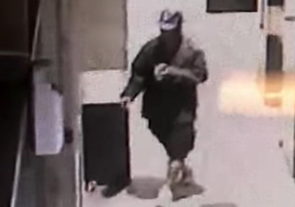 FILE - This undated file photo from surveillance video provided by the Los Angele Police Department shows a man they are seeking in connection with the assault on multiple homeless men who were brutally beaten with a baseball bat in Los Angeles early Sunday, Sept. 16, 2018. Two of those men have died. Authorities on Monday, Sept. 24, arrested a man on suspicion of bludgeoning a homeless man in Santa Monica, Calif., earlier Monday. He is now being investigated in connection with at least six attacks in both cities that have left three dead. (Los Angeles Police Department via AP, File)