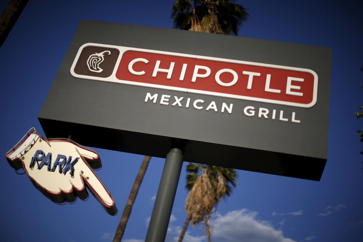 A Chipotle Mexican Grill is seen the day before it announces its first quarter results, in Los Angeles, California, United States, April 25, 2016. REUTERS/Lucy Nicholson