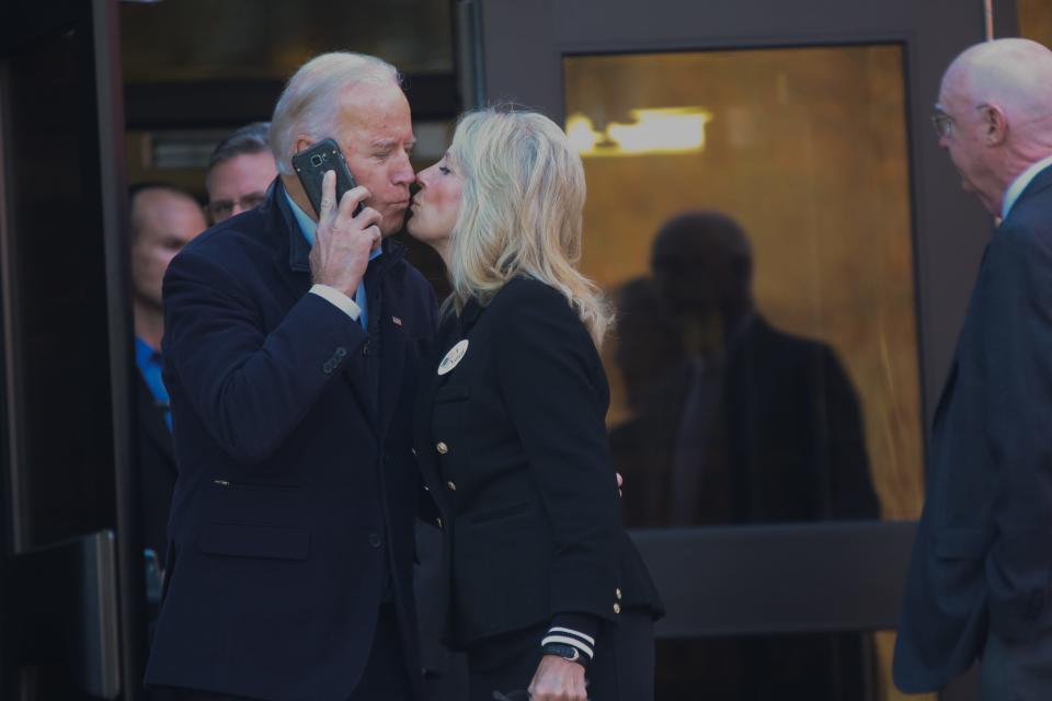 Jennifer Corbett, The News Journal
Vice President Joe Biden and his wife Dr. Jill Biden kiss while leaving A.I. DuPont High School after they voted together Tuesday morning.
Vice President Joe Biden and his wife Dr. Jill Biden kiss while leaving A.I. DuPont High School after they voted together Tuesday morning.