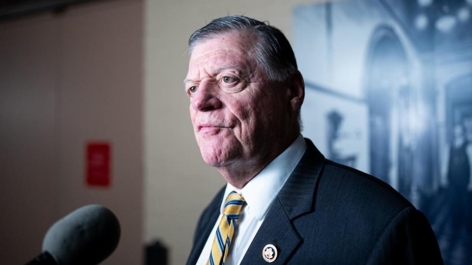 PHOTO: Rep. Tom Cole speaks to a reporter as he arrives for the House Republican Conference caucus meeting in the Capitol, May 22, 2024. (Bill Clark/CQ-Roll Call, Inc via Getty Images)