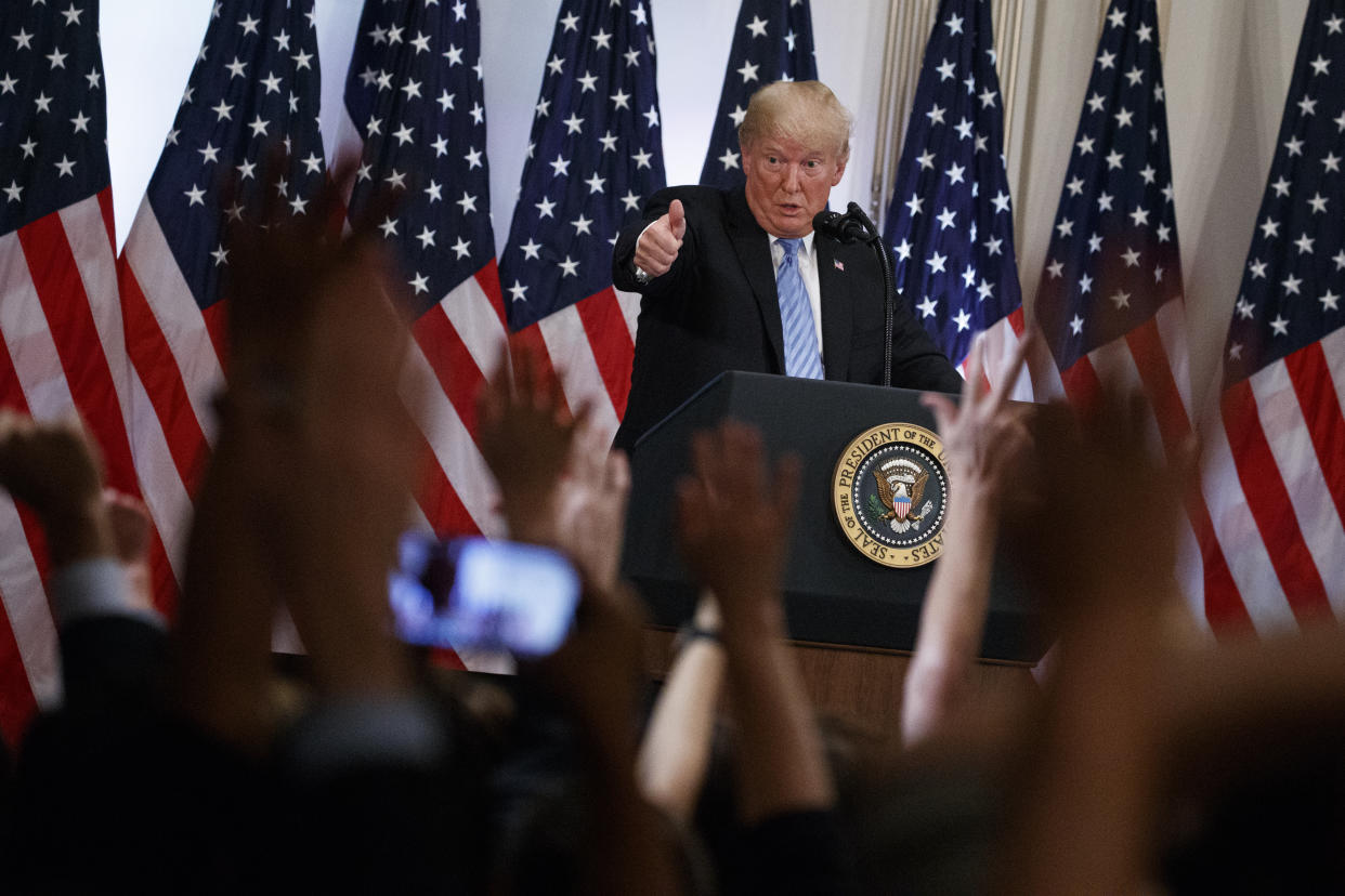 President Trump speaks during a news conference at the Lotte New York Palace Hotel on Sept. 26. (Photo: Evan Vucci/AP)