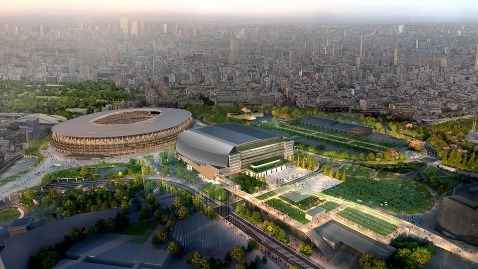 The proposed rugby stadium, the design of which remains subject to change, is depicted in a digital rendering. - Chichibunomiya Rugby Stadium Co., Ltd.