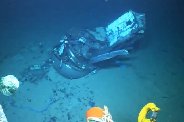 <p>HANDOUT/US Coast Guard / Pelagic Research Services/AFP via Getty</p> Debris from the Titan after its implosion