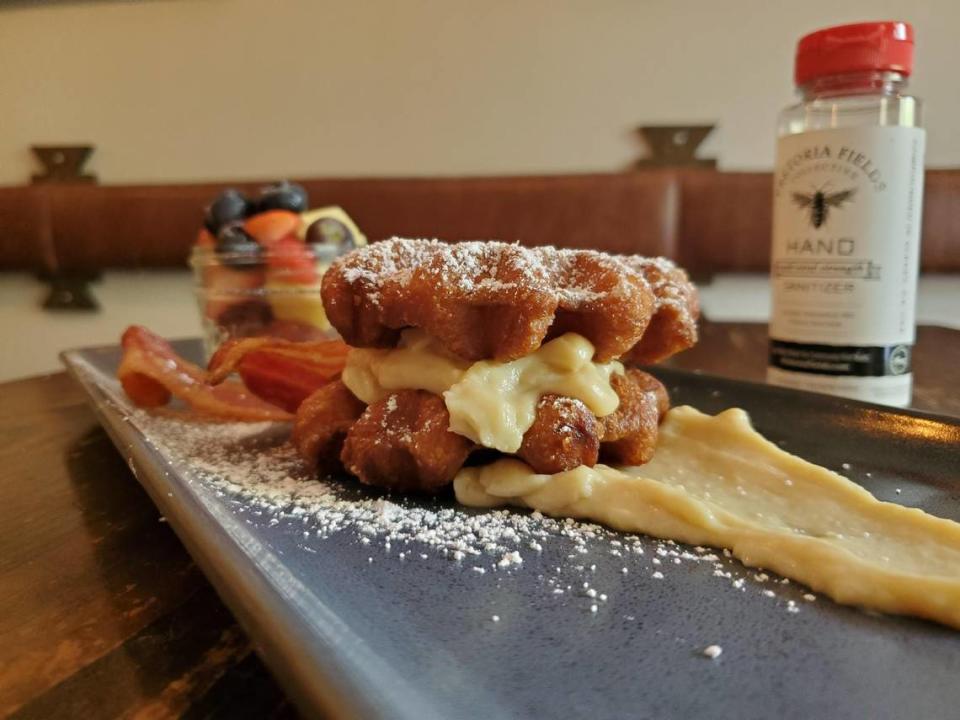 Waffle Napoleon is one of the feature dishes for Dovetail’s brunch menu.