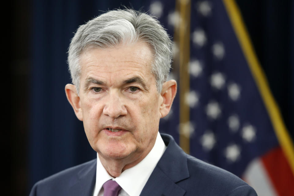 Federal Reserve Chair Jerome Powell speaks to the media after the Federal Open Market Committee meeting in Washington on June 13, 2018. Powell will speak at the annual Jackson Hole economic policy symposium on Friday, his first speech at the annual gathering of economists and policymakers since being named Federal Reserve chair.