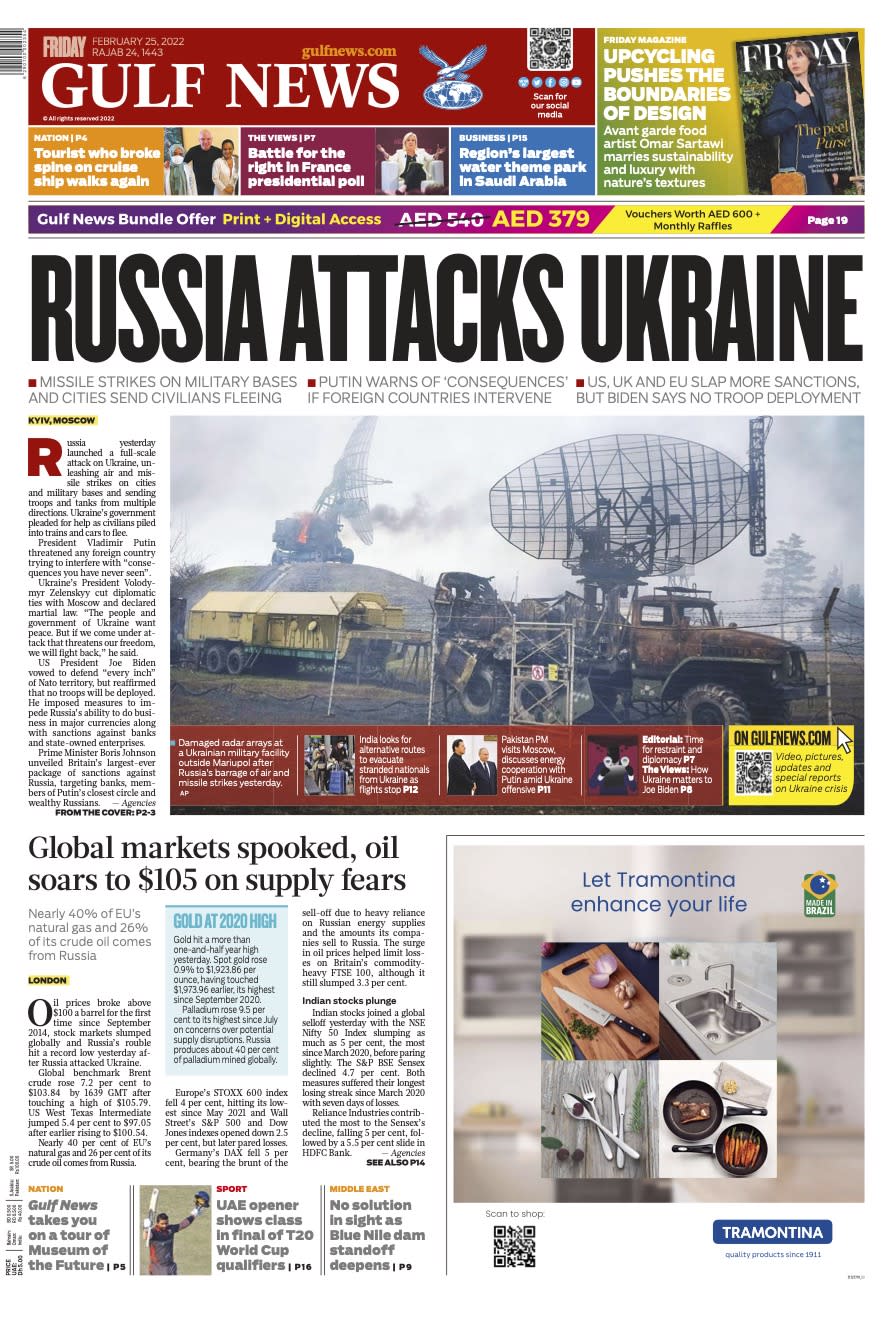 Newspaper Coverage of Russian Forces Invading Ukraine