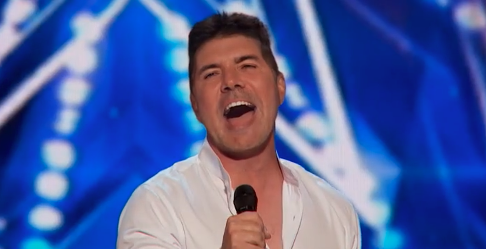 A virtual-reality Simon Cowell sings on 'America's Got Talent.' (Photo: NBC)