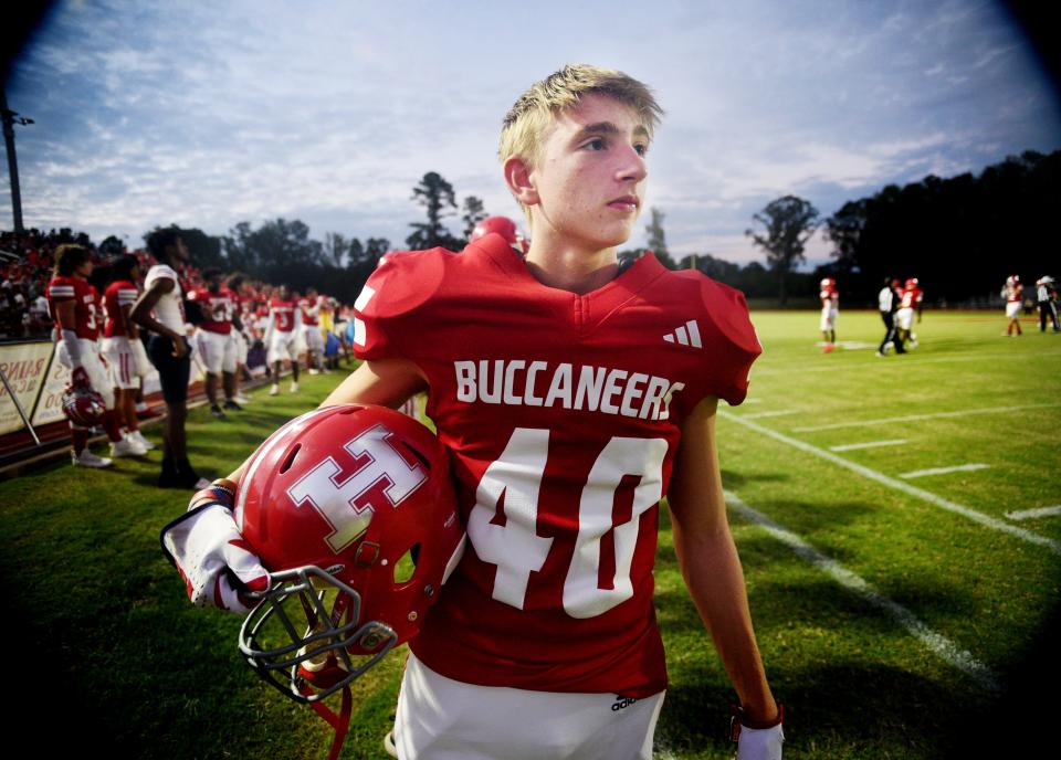 HaughtonÕs Lucas Spinney during their game agianst Many Friday evening, September 15, 2023, at Haughton High School. 