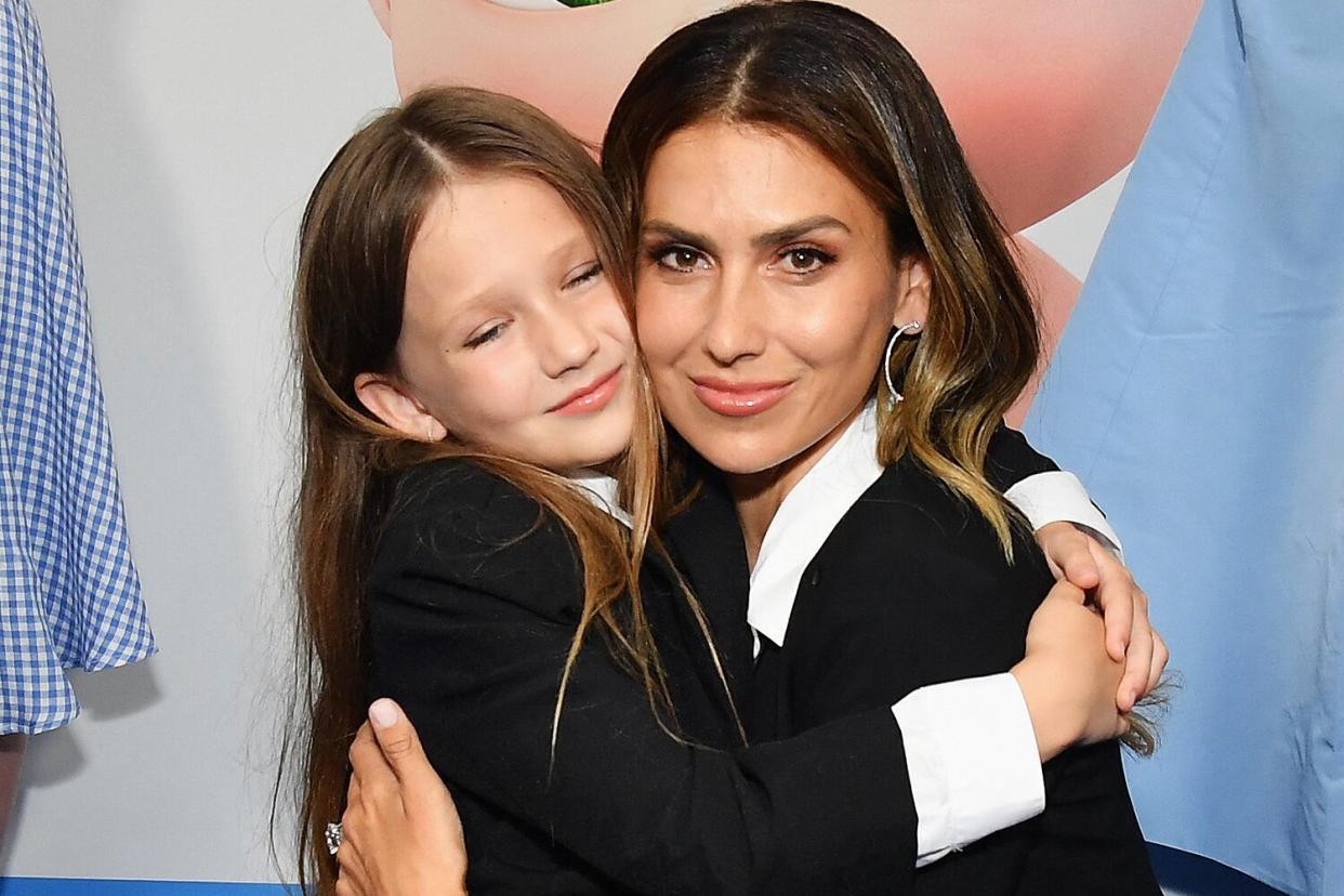 Hilaria Baldwin (R) and daughter Carmen Gabriela Baldwin attend DreamWorks Animation's "The Boss Baby: Family Business" premiere at SVA Theatre on June 22, 2021 in New York City. (Photo by Angela Weiss / AFP) (Photo by ANGELA WEISS/AFP via Getty Images)