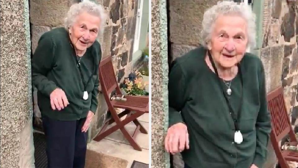 Escocesa de 93 anos viraliza com mensagem ‘adorável’ em meio à pandemia