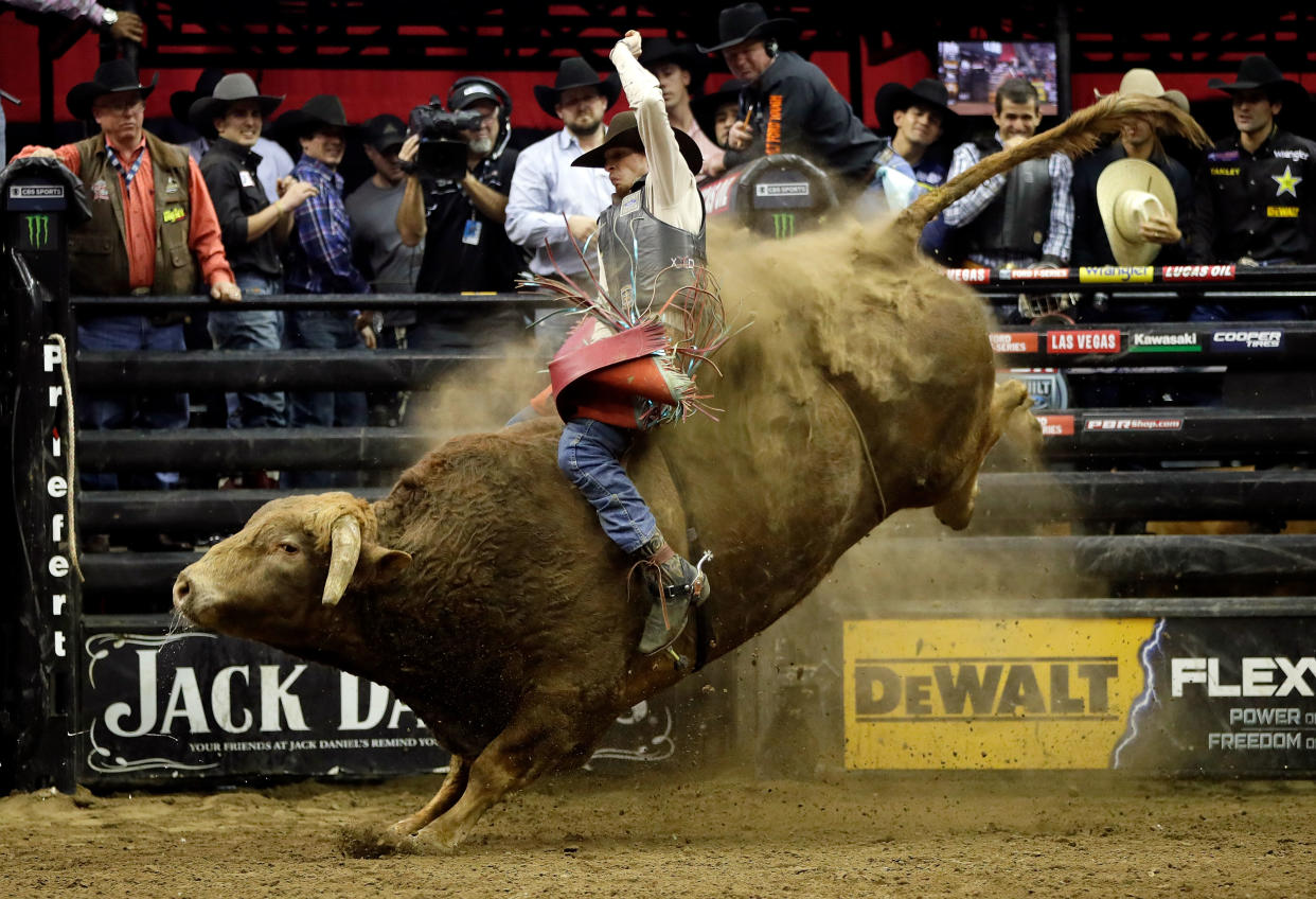 Mason Lowe died after having his chest crushed during a bull ride in Denver. (Getty)
