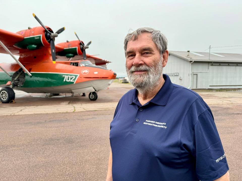 Jim Allan, who was among the Alberta history buffs who helped restore the Canso, is accompanying the plane across Canada for the RCAF centennial celebrations. 