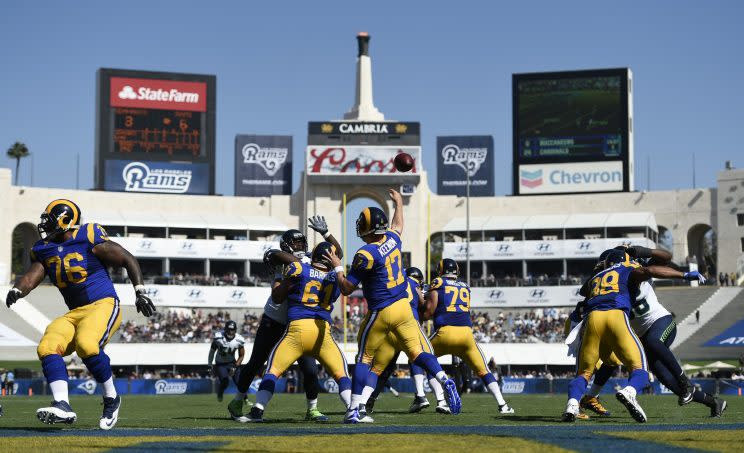 Many fans had complaints about the experience at the Los Angeles Coliseum in the Rams' first regular-season game (AP)