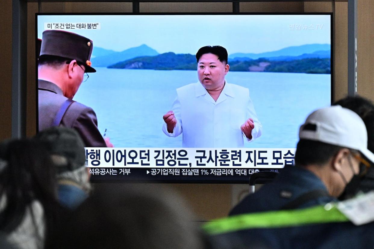 Kim Jong Un remains focused on reunifying Korea – on his terms. <a href="https://www.gettyimages.com/detail/news-photo/people-sit-near-a-television-showing-a-news-broadcast-with-news-photo/1243858058?phrase=Kim%20Jong-un&adppopup=true" rel="nofollow noopener" target="_blank" data-ylk="slk:Anthony Wallace/AFP via Getty Images;elm:context_link;itc:0;sec:content-canvas" class="link ">Anthony Wallace/AFP via Getty Images</a>