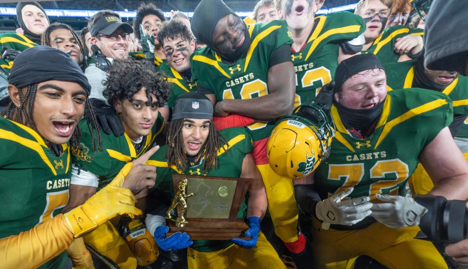 Red Bank Catholic celebrates NJSIAA Non-Public B Championship game at Met Life Stadium on November 28, 2023.