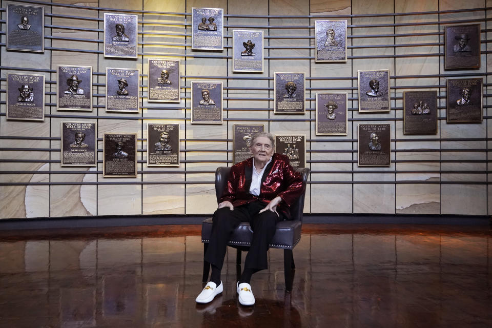 CORRECTS LOCATION OF DEATH TO DESOTO COUNTY, MISSISSIPPI - FILE - Jerry Lee Lewis sits for a picture at the Country Music Hall of Fame after it was announced he will be inducted as a member on May 17, 2022, in Nashville, Tenn. Spokesperson Zach Furman said Lewis died Friday morning, Oct. 28, 2022, at his home in DeSoto County, Miss., south of Memphis, Tenn. He was 87. (AP Photo/Mark Humphrey, File)