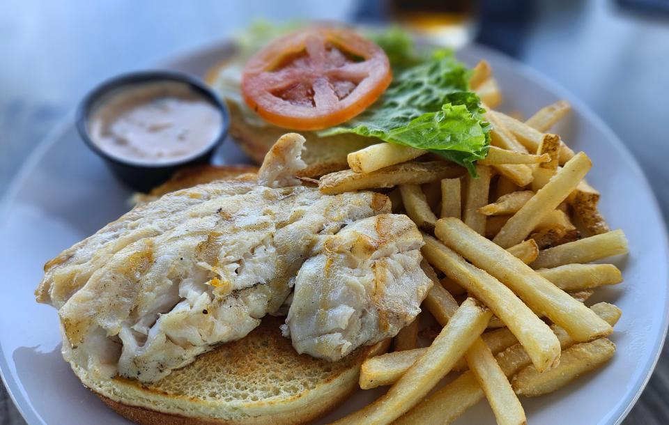 Grilled grouper sandwich at Dry Dock Waterfront Grill on Longboat Key photographed Feb. 25, 2024.