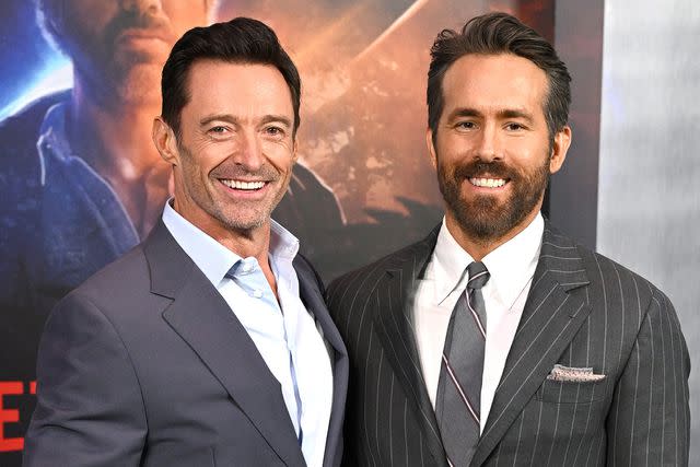 <p>Jacob King/PA Images via Getty</p> Hugh Jackman and Ryan Reynolds at the World Premiere of 'The Adam Project' held at Alice Tully Hall on February 28, 2022