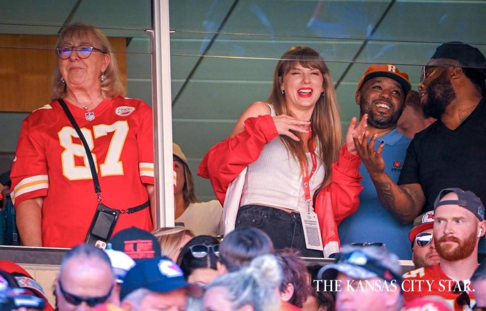 Check out who else has gotten attention this football season. The fans sitting right in front of the suite Taylor Swift occupies during Chiefs games have gotten a lot of game-day airtime.