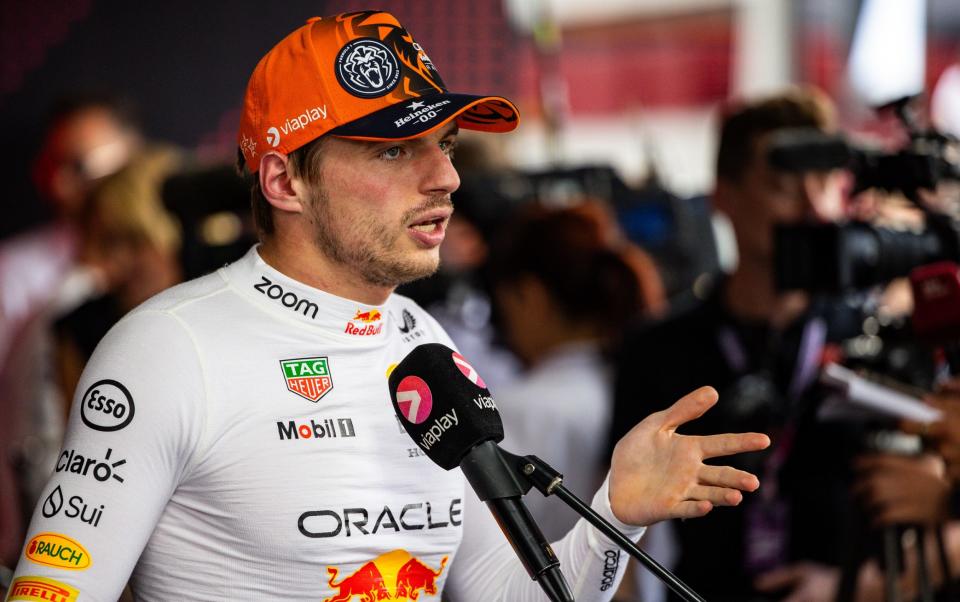 Max Verstappen of Netherlands and Oracle Red Bull Racing answers questions from the media after the F1 Grand Prix of Austria at Red Bull Ring on June 30, 2024 in Spielberg, Austria