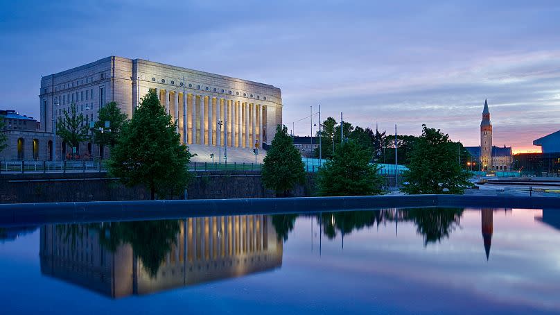 The Finnish parliament building in Helsinki.