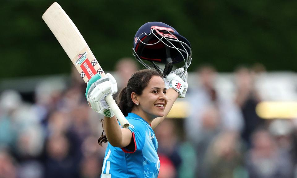 <span>Maia Bouchier clinched her maiden century by scoring the winning runs for England.</span><span>Photograph: David Rogers/Getty Images</span>