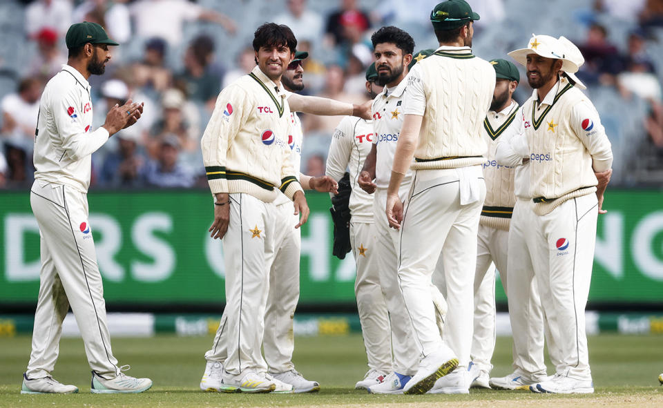 Pakistan players, pictured here on the opening day of the second Test against Australia. 