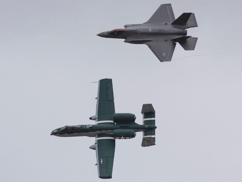 A-10 Thunderbolt II and an F-35 Lightning II