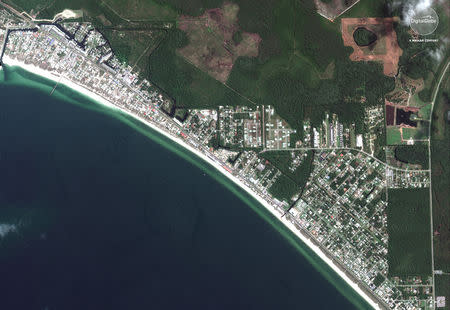 An overview of Mexico Beach, Florida is shown in this July 28, 2018 handout satellite image obtained October 13, 2018. Satellite image ©2018 DigitialGlobe, a Maxar company/Handout via REUTERS