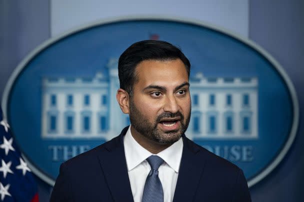 PHOTO: Ali Zaidi, deputy national climate advisor, speaks during a news conference in the James S. Brady Press Briefing Room at the White House, Dec. 16, 2021.  (Bloomberg via Getty Images)