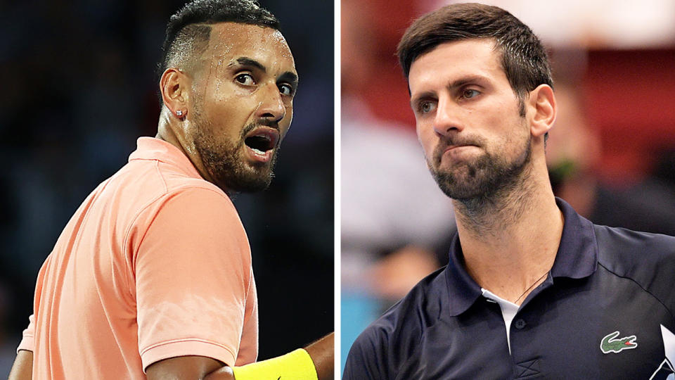 Nick Kyrgios has vowed he 'ain't holding back' in his criticism of world No.1 Novak Djokovic. Pictures: Getty Images 