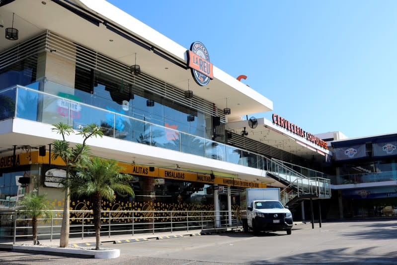 A general view shows restaurants and bars at the Tres Rios neighborhood, which faced the most intense firefights on the street where soldiers attempted to arrest Ovidio Guzman, a son of jailed drug lord Joaquin "El Chapo" Guzman, in Culiacan