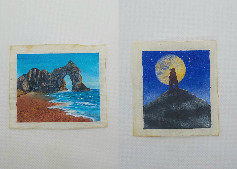 Art on tea bags 