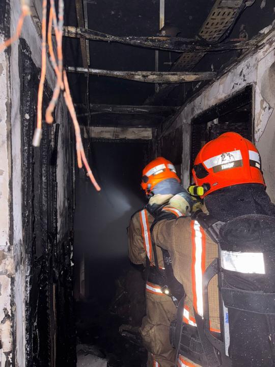 Effects of a fourth floor flat fire at Park Green flats in Rivervale Link. (Photo: SCDF)