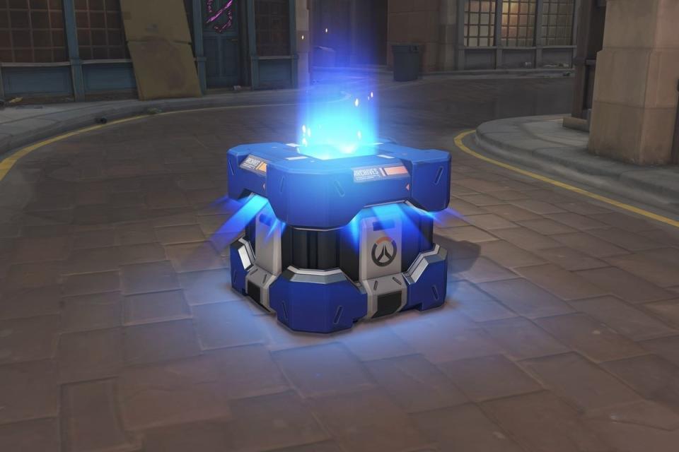 A loot box in a video game