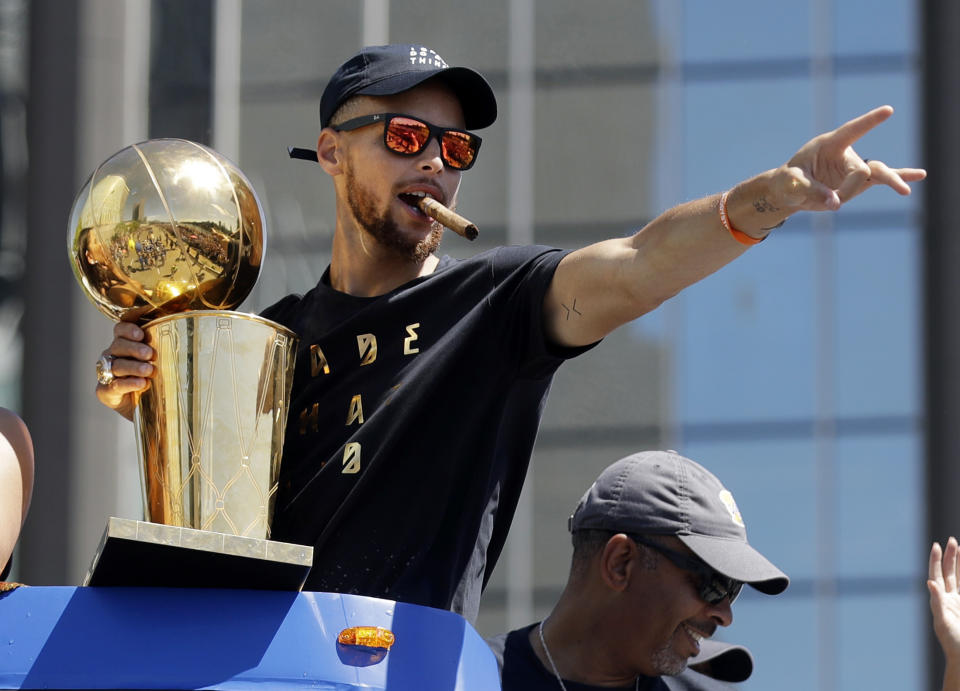 Warriors superstar Stephen Curry pledged $118,000 to Hurricane Harvey relief efforts. (AP)