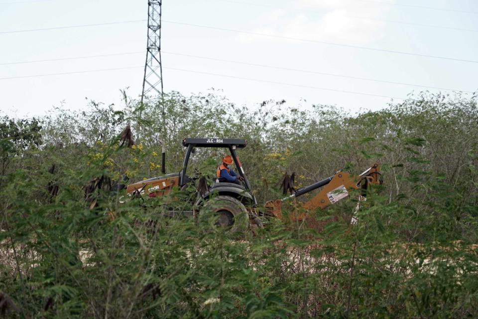 <em>Construcción del tramo 3 del Tren Maya. Foto: Robin Canul.</em>