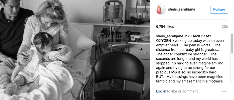Ms Young's Instagram post where daughter Mia Grace kisses her sister Charlotte. Image: AAP