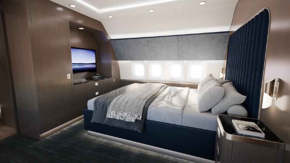 Owners can choose either a bedroom or a lounge or business area in the rear section.