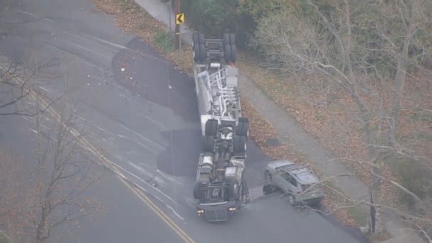 PHOTO: Hundreds of homes were evacuated in Bethlehem, Pa., on Thursday, Nov. 17, 2022, after a tanker crashed and spilled oil. (WPVI)