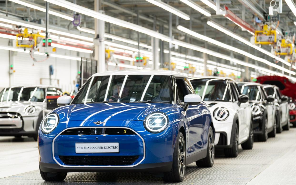 Mini Cooper Electric cars on the production line near Oxford last year