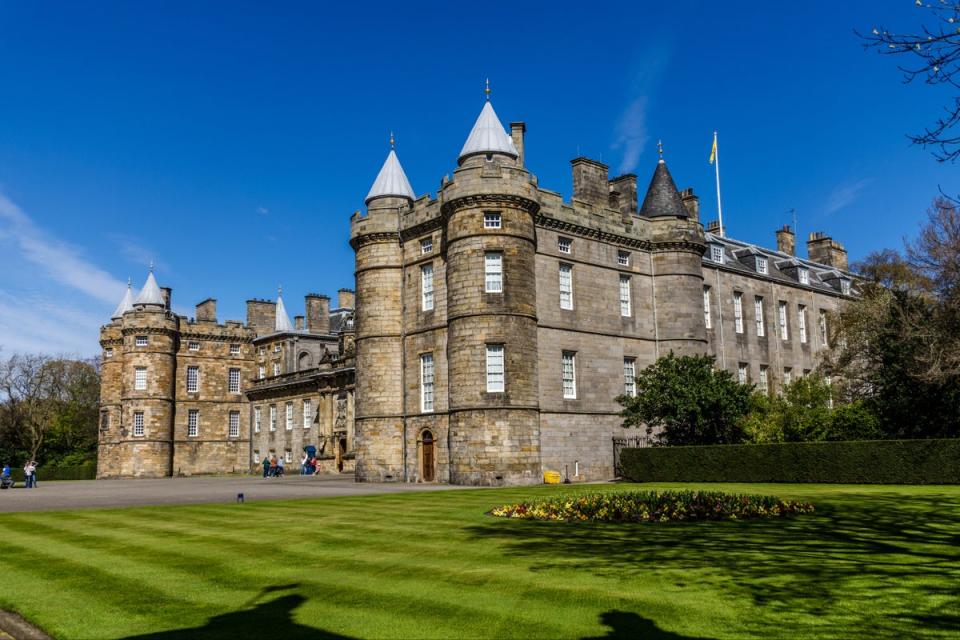 The Palace of Holyroodhouse, which stands at the end of the Royal Mile in Edinburgh, is the monarch’s official Scottish residence (David Williams/Getty)