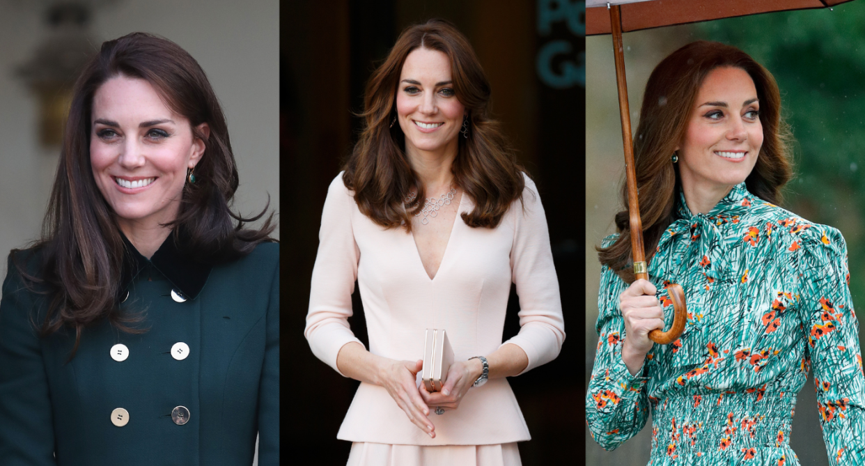 three pictures of kate middleton wearing Monica Vinader