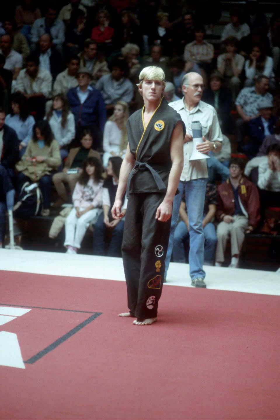 william zabka in a scene from the 1984 film 'the karate kid'